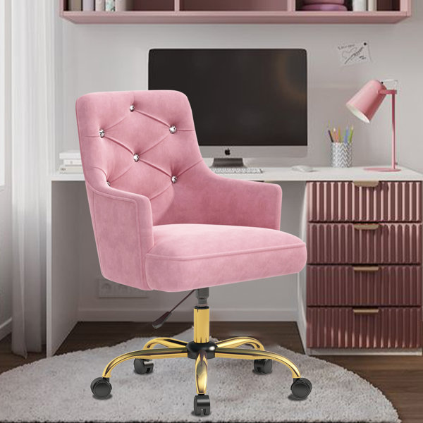 Mercer41 Sigolf Velvet Task Chair, Velvet Office Chair Vanity Chair for